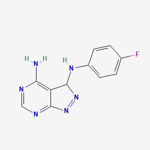 molecular formula C11H9FN6 B8068646 N3-(4-Fluorophenyl)-3H-pyrazolo[3,4-d]pyrimidine-3,4-diamine 