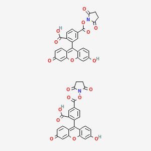 molecular formula C50H30N2O18 B8068753 4-(2,5-Dioxopyrrolidin-1-yl)oxycarbonyl-2-(3-hydroxy-6-oxoxanthen-9-yl)benzoic acid;5-(2,5-dioxopyrrolidin-1-yl)oxycarbonyl-2-(3-hydroxy-6-oxoxanthen-9-yl)benzoic acid 