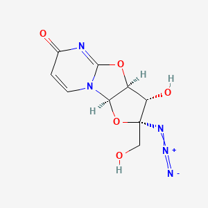 molecular formula C9H9N5O5 B8068839 (2R,4R,5S,6S)-4-azido-5-hydroxy-4-(hydroxymethyl)-3,7-dioxa-1,9-diazatricyclo[6.4.0.02,6]dodeca-8,11-dien-10-one 