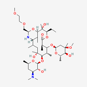 molecular formula C42H78N2O14 B8068861 (1R,2R,3R,6R,8S,9R,10R,13S,15R)-9-[(2S,3R,4S,6R)-4-(dimethylamino)-3-hydroxy-6-methyloxan-2-yl]oxy-3-ethyl-2,10-dihydroxy-7-[(2R,4R,5S,6S)-5-hydroxy-4-methoxy-4,6-dimethyloxan-2-yl]oxy-15-(2-methoxyethoxymethyl)-2,6,8,10,12,17-hexamethyl-4,16-dioxa-14-azabicyclo[11.3.1]heptadecan-5-one 