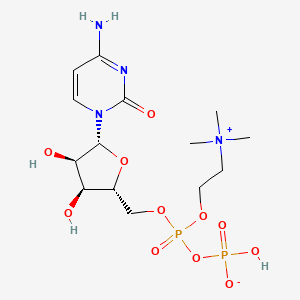 [[(2R,3S,4R,5R)-5-(4-amino-2-oxopyrimidin-1-yl)-3,4-dihydroxyoxolan-2-yl]methoxy-[2-(trimethylazaniumyl)ethoxy]phosphoryl] hydrogen phosphate