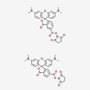 molecular formula C58H50N6O14 B8068885 Xanthylium, 9-[2-carboxy-4(or 5)-[[(2,5-dioxo-1-pyrrolidinyl)oxy]carbonyl]phenyl]-3,6-bis(dimethylamino)-, inner salt 