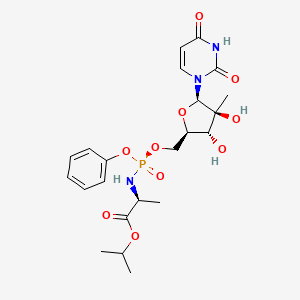 molecular formula C22H30N3O10P B8068927 propan-2-yl (2S)-2-[[[(2R,3R,4S,5R)-5-(2,4-dioxopyrimidin-1-yl)-3,4-dihydroxy-4-methyloxolan-2-yl]methoxy-phenoxyphosphoryl]amino]propanoate 