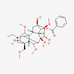 molecular formula C32H45NO10 B8068944 [(2R,3R,4R,5R,6S,7S,8R,13R,14R,16S,17S,18R)-11-ethyl-5,7,8,14-tetrahydroxy-6,16,18-trimethoxy-13-(methoxymethyl)-11-azahexacyclo[7.7.2.12,5.01,10.03,8.013,17]nonadecan-4-yl] benzoate 