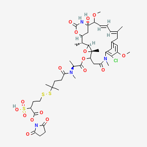 molecular formula C46H63ClN4O17S3 B8069047 4-[[5-[[(2S)-1-[[(1S,2R,3S,5S,16E,18E,21S)-11-chloro-21-hydroxy-12,20-dimethoxy-2,5,9,16-tetramethyl-8,23-dioxo-4,24-dioxa-9,22-diazatetracyclo[19.3.1.110,14.03,5]hexacosa-10,12,14(26),16,18-pentaen-6-yl]oxy]-1-oxopropan-2-yl]-methylamino]-2-methyl-5-oxopentan-2-yl]disulfanyl]-1-(2,5-dioxopyrrolidin-1-yl)oxy-1-oxobutane-2-sulfonic acid 