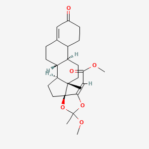 molecular formula C25H34O6 B8069117 methyl (2E)-2-[(8R,9S,13S,14S,17S)-2'-methoxy-2',13-dimethyl-3-oxospiro[1,2,6,7,8,9,10,11,12,14,15,16-dodecahydrocyclopenta[a]phenanthrene-17,5'-1,3-dioxolane]-4'-ylidene]acetate 