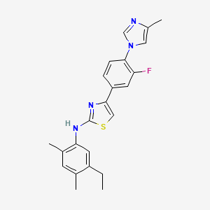 molecular formula C23H23FN4S B8069123 2-Thiazolamine, N-(5-ethyl-2,4-dimethylphenyl)-4-(3-fluoro-4-(4-methyl-1H-imidazol-1-yl)phenyl)- CAS No. 1058170-45-8