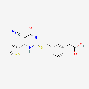 2-[3-[(5-cyano-4-oxo-6-thiophen-2-yl-1H-pyrimidin-2-yl)sulfanylmethyl]phenyl]acetic acid