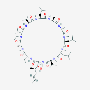 molecular formula C63H113N11O12 B8069211 cyclo[DL-Abu-D-N(Me)Ala-DL-N(Et)Val-Val-N(Me)Leu-Ala-DL-Ala-N(Me)Leu-DL-N(Me)Leu-N(Me)Val-N(Me)Bmt(E)] 