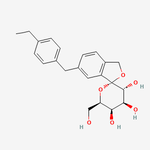 molecular formula C22H26O6 B8069257 (3S,3'R,4'S,5'R,6'R)-5-[(4-ethylphenyl)methyl]-6'-(hydroxymethyl)spiro[1H-2-benzofuran-3,2'-oxane]-3',4',5'-triol 