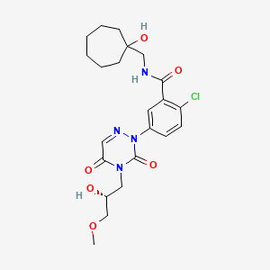 molecular formula C22H29ClN4O6 B8069287 2-(4-Chloro-3-(3-(1-hydroxycycloheptyl)propanoyl)phenyl)-4-((2R)-2-hydroxy-3-methoxy-propyl)-1,2,4-triazine-3,5-dione 