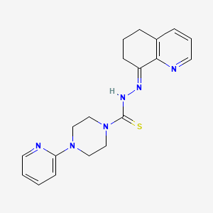 molecular formula C19H22N6S B8069349 1-Piperazinecarbothioic acid, 4-(2-pyridinyl)-, 2-(6,7-dihydro-8(5H)-quinolinylidene)hydrazide 