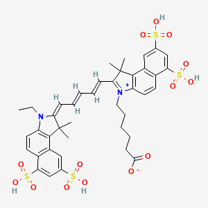 6-[2-[(1E,3E,5E)-5-(3-ethyl-1,1-dimethyl-6,8-disulfobenzo[e]indol-2-ylidene)penta-1,3-dienyl]-1,1-dimethyl-6,8-disulfobenzo[e]indol-3-ium-3-yl]hexanoate