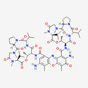 molecular formula C62H87N13O16 B8069414 2,7-diamino-4,6-dimethyl-3-oxo-1-N-[(6S,7R,10S,16S)-7,11,14-trimethyl-2,5,9,12,15-pentaoxo-3,10-di(propan-2-yl)-8-oxa-1,4,11,14-tetrazabicyclo[14.3.0]nonadecan-6-yl]-9-N-[(7R,10S,16S)-7,11,14-trimethyl-2,5,9,12,15-pentaoxo-3,10-di(propan-2-yl)-8-oxa-1,4,11,14-tetrazabicyclo[14.3.0]nonadecan-6-yl]phenoxazine-1,9-dicarboxamide 