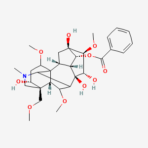 molecular formula C31H43NO10 B8069427 [(2R,3R,4R,5R,6S,7S,8R,13R,14R,16S,17S,18R)-5,7,8,14-tetrahydroxy-6,16,18-trimethoxy-13-(methoxymethyl)-11-methyl-11-azahexacyclo[7.7.2.12,5.01,10.03,8.013,17]nonadecan-4-yl] benzoate 