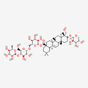 molecular formula C53H86O22 B8069429 [(2S,3R,4S,5S,6R)-6-[[(3R,4R,5S,6R)-3,4-dihydroxy-6-(hydroxymethyl)-5-[(2S,3R,4R,5R,6S)-3,4,5-trihydroxy-6-methyloxan-2-yl]oxyoxan-2-yl]oxymethyl]-3,4,5-trihydroxyoxan-2-yl] (4aS,6bR,9R,10S,12aR,14bS)-9-(hydroxymethyl)-2,2,6a,6b,9,12a-hexamethyl-10-[(3R,4S,5S)-3,4,5-trihydroxyoxan-2-yl]oxy-1,3,4,5,6,6a,7,8,8a,10,11,12,13,14b-tetradecahydropicene-4a-carboxylate 