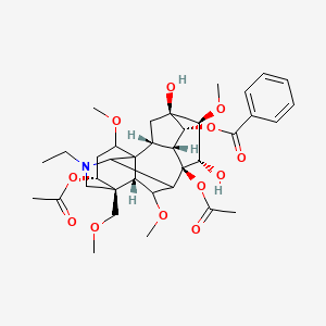 molecular formula C36H49NO12 B8069433 [(2R,3R,4R,5R,6S,7S,8R,13R,14R,16S,17S,18R)-8,14-diacetyloxy-11-ethyl-5,7-dihydroxy-6,16,18-trimethoxy-13-(methoxymethyl)-11-azahexacyclo[7.7.2.12,5.01,10.03,8.013,17]nonadecan-4-yl] benzoate 