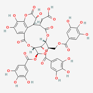 molecular formula C41H32O27 B8069456 2-[(4R,5S,7R,8R,11S,12S,13R,21S)-13,17,18-trihydroxy-2,10,14-trioxo-5,21-bis[(3,4,5-trihydroxybenzoyl)oxy]-7-[(3,4,5-trihydroxybenzoyl)oxymethyl]-3,6,9,15-tetraoxatetracyclo[10.7.1.14,8.016,20]henicosa-1(19),16(20),17-trien-11-yl]acetic acid 
