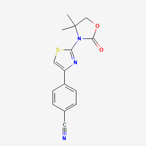 molecular formula C15H13N3O2S B8069510 4-[2-(4,4-Dimethyl-2-oxo-1,3-oxazolidin-3-yl)-1,3-thiazol-4-yl]benzonitrile 