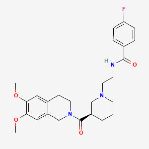 molecular formula C26H32FN3O4 B8069513 (R)-(-)-N-(2-(3-((6,7-Dimethoxy-1,2,3,4-tetrahydroisoquinolin-2-yl)carbonyl)piperidino)ethyl)-4-fluorobenzamide 