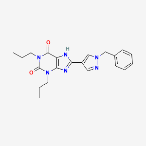 molecular formula C21H24N6O2 B8069521 8-(1-benzyl-1H-pyrazol-4-yl)-1,3-dipropyl-1H-purine-2,6(3H,7H)-dione 