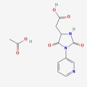 molecular formula C12H13N3O6 B8069563 Acetic acid;2-(2,5-dioxo-1-pyridin-3-ylimidazolidin-4-yl)acetic acid 