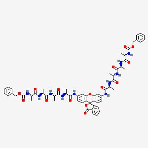 molecular formula C60H66N10O15 B8069667 benzyl N-[(2S)-1-oxo-1-[[(2S)-1-oxo-1-[[(2S)-1-oxo-1-[[(2S)-1-oxo-1-[[3-oxo-6'-[[(2S)-2-[[(2S)-2-[[(2S)-2-[[(2S)-2-(phenylmethoxycarbonylamino)propanoyl]amino]propanoyl]amino]propanoyl]amino]propanoyl]amino]spiro[2-benzofuran-1,9'-xanthene]-3'-yl]amino]propan-2-yl]amino]propan-2-yl]amino]propan-2-yl]amino]propan-2-yl]carbamate 