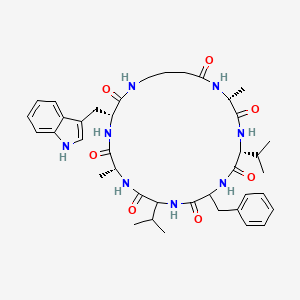 molecular formula C40H54N8O7 B8069812 cyclo[D-Ala-D-Trp-Unk-D-Ala-D-Val-DL-Phe-DL-Val] 