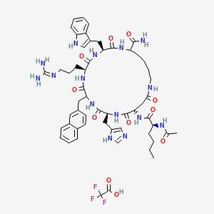 molecular formula C56H72F3N15O11 B8069887 Ac-Nle-Asp(1)-His-DL-2Nal-Arg-Trp-DL-Lys(1)-NH2.TFA 