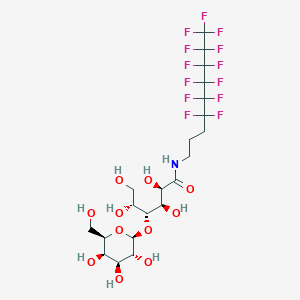 molecular formula C21H28F13NO11 B8069999 (2R,3R,4R,5R)-2,3,5,6-tetrahydroxy-N-(4,4,5,5,6,6,7,7,8,8,9,9,9-tridecafluorononyl)-4-(((2S,3R,4S,5R,6R)-3,4,5-trihydroxy-6-(hydroxymethyl)tetrahydro-2H-pyran-2-yl)oxy)hexanamide 