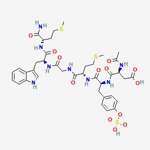 molecular formula C38H50N8O13S3 B8070013 Acetyl-asp-tyr[SO3H]-met-gly-trp-met-NH2 