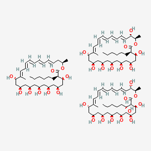 molecular formula C105H174O30 B8070032 (3R,4S,6S,8S,10R,12R,14R,16S,17E,19E,21E,23E,25E,28R)-3-hexyl-4,6,8,10,12,14,16-heptahydroxy-17,28-dimethyl-1-oxacyclooctacosa-17,19,21,23,25-pentaen-2-one;(3R,4S,6S,8S,10R,12R,14R,16S,17E,19E,21E,23E,25E,27S,28R)-3-hexyl-4,6,8,10,12,14,16,27-octahydroxy-17,28-dimethyl-1-oxacyclooctacosa-17,19,21,23,25-pentaen-2-one;(3R,4S,6S,8S,10R,12R,14R,16S,17E,19E,21E,23E,25E,27S,28R)-4,6,8,10,12,14,16,27-octahydroxy-3-[(1R)-1-hydroxyhexyl]-17,28-dimethyl-1-oxacyclooctacosa-17,19,21,23,25-pentaen-2-one 