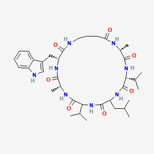 molecular formula C37H56N8O7 B8070041 cyclo[D-Ala-D-Trp-Unk-D-Ala-D-Val-DL-Leu-DL-Val] 