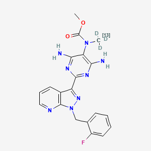 molecular formula C20H19FN8O2 B8070084 N-[4,6-diamino-2-[1-[(2-fluorophenyl)methyl]-1H-pyrazolo[3,4-b]pyridin-3-yl]-5-pyrimidinyl]-N-methyl-13C-d3-carbamicacid,methylester 