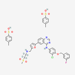 molecular formula C43H42ClFN4O10S3 B8070108 N-[3-chloro-4-[(3-fluorophenyl)methoxy]phenyl]-6-[5-[[[2-(methylsulfonyl)ethyl-d4]amino]methyl]-2-furanyl]-4-quinazolinamine,4-methylbenzenesulfonicacid 