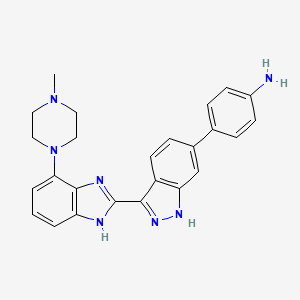 molecular formula C25H25N7 B8070136 4-{3-[7-(4-Methylpiperazin-1-Yl)-1h-Benzimidazol-2-Yl]-1h-Indazol-6-Yl}aniline 