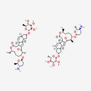 molecular formula C83H132N2O20 B8070142 (1S,2S,5R,7S,9S,10S,14R,15S,19S)-15-[(2R,5S,6R)-5-(dimethylamino)-6-methyloxan-2-yl]oxy-19-ethyl-4,14-dimethyl-7-[(2R,3R,4R,5S,6S)-3,4,5-trimethoxy-6-methyloxan-2-yl]oxy-20-oxatetracyclo[10.10.0.02,10.05,9]docosa-3,11-diene-13,21-dione;(1S,2R,5S,7R,9R,10S,14R,19S)-15-[(2R,5S,6R)-5-(dimethylamino)-6-methyloxan-2-yl]oxy-19-ethyl-14-methyl-7-[(2R,3R,4R,5S,6S)-3,4,5-trimethoxy-6-methyloxan-2-yl]oxy-20-oxatetracyclo[10.10.0.02,10.05,9]docosa-3,11-diene-13,21-dione 