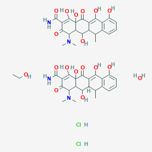 molecular formula C46H58Cl2N4O18 B8070219 4-(dimethylamino)-1,5,10,11,12a-pentahydroxy-6-methyl-3,12-dioxo-4a,5,5a,6-tetrahydro-4H-tetracene-2-carboxamide;ethanol;hydrate;dihydrochloride 