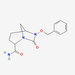 molecular formula C14H17N3O3 B8070281 7-Oxo-6-benzyloxy-1,6-diazabicylco-[3.2.1]octane-2-carboxylic acid amide 