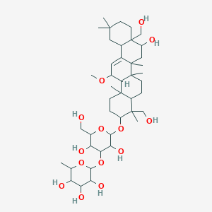 molecular formula C43H72O14 B8070288 2-[3,5-Dihydroxy-2-[[8-hydroxy-4,8a-bis(hydroxymethyl)-14-methoxy-4,6a,6b,11,11,14b-hexamethyl-1,2,3,4a,5,6,7,8,9,10,12,12a,14,14a-tetradecahydropicen-3-yl]oxy]-6-(hydroxymethyl)oxan-4-yl]oxy-6-methyloxane-3,4,5-triol 