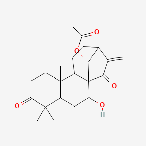molecular formula C22H30O5 B8070296 (2-Hydroxy-5,5,9-trimethyl-14-methylidene-6,15-dioxo-16-tetracyclo[11.2.1.01,10.04,9]hexadecanyl) acetate 