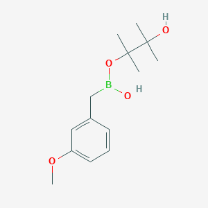 molecular formula C14H23BO4 B8070325 (3-Hydroxy-2,3-dimethylbutan-2-yl)oxy-[(3-methoxyphenyl)methyl]borinic acid 