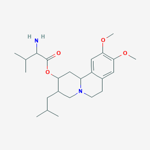 molecular formula C24H38N2O4 B8070329 L-Valine, (2R,3R,11bR)-1,3,4,6,7,11b-hexahydro-9,10-dimethoxy-3-(2-methylpropyl)-2H-benzo[a]quinolizin-2-yl ester;L-Valine, (2R,3R,11bR)-1,3,4,6,7,11b-hexahydro-9,10-dimethoxy-3-(2-methylpropyl)-2H-benzo[a]quinolizin-2-yl ester 