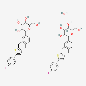 molecular formula C48H52F2O11S2 B8070388 2-[3-[[5-(4-Fluorophenyl)thiophen-2-yl]methyl]-4-methylphenyl]-6-(hydroxymethyl)oxane-3,4,5-triol;hydrate 