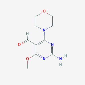 molecular formula C10H14N4O3 B8070452 2-Amino-4-methoxy-6-morpholinopyrimidine-5-carbaldehyde 