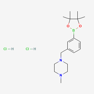 molecular formula C18H31BCl2N2O2 B8070498 1-Methyl-4-{[3-(tetramethyl-1,3,2-dioxaborolan-2-yl)phenyl]methyl}piperazine dihydrochloride 