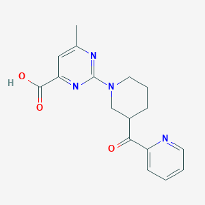 molecular formula C17H18N4O3 B8070533 6-Methyl-2-[3-(pyridine-2-carbonyl)piperidin-1-yl]pyrimidine-4-carboxylic acid 