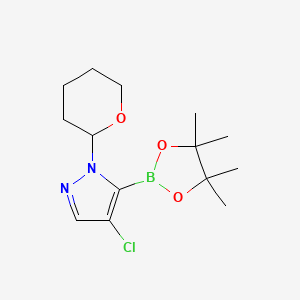 molecular formula C14H22BClN2O3 B8070544 4-Chloro-1-(tetrahydro-2H-pyran-2-YL)-5-(4,4,5,5-tetramethyl-1,3,2-dioxaborolan-2-YL)-1H-pyrazole 