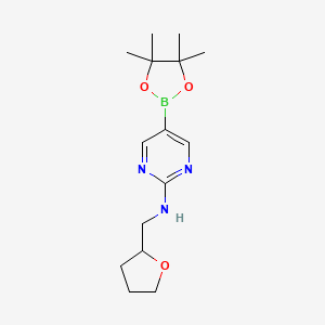 molecular formula C15H24BN3O3 B8070553 N-[(oxolan-2-yl)methyl]-5-(4,4,5,5-tetramethyl-1,3,2-dioxaborolan-2-yl)pyrimidin-2-amine 