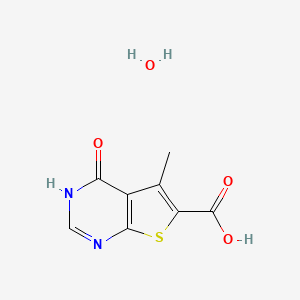 molecular formula C8H8N2O4S B8070556 5-Methyl-4-oxo-3,4-dihydrothieno[2,3-d]pyrimidine-6-carboxylic acid hydrate 